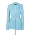 HOUSE OF HOLLAND HOUSE OF HOLLAND WOMAN SUIT JACKET SKY BLUE SIZE 6 POLYESTER, VIRGIN WOOL,49598252PE 4
