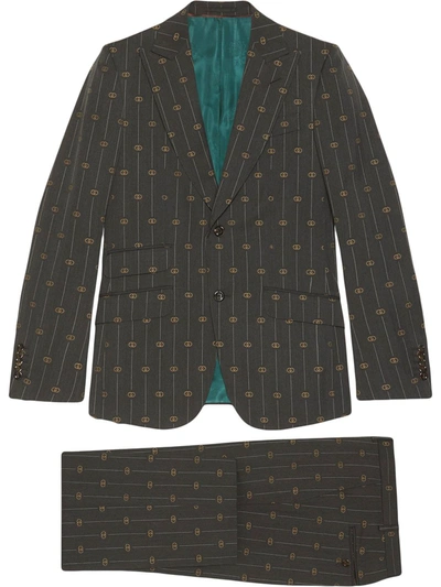 Gucci Heritage Interlocking G Stripe Wool Suit In Grey
