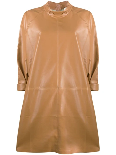 Aeron Faux Leather Dress In Brown
