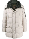 Moorer Feather-down Hooded Duffle Coat In Neutrals