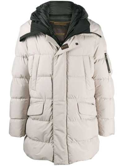 Moorer Feather-down Hooded Duffle Coat In Pearl
