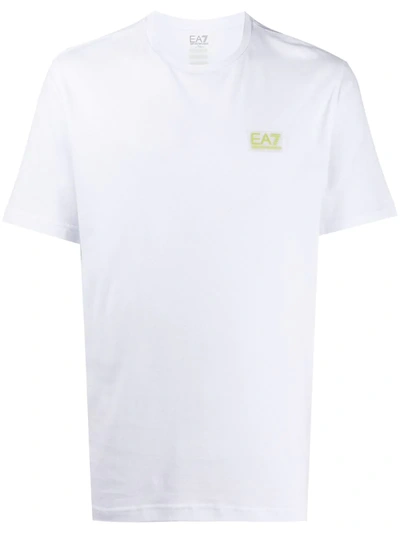 Ea7 Logo Patch Round Neck T-shirt In White