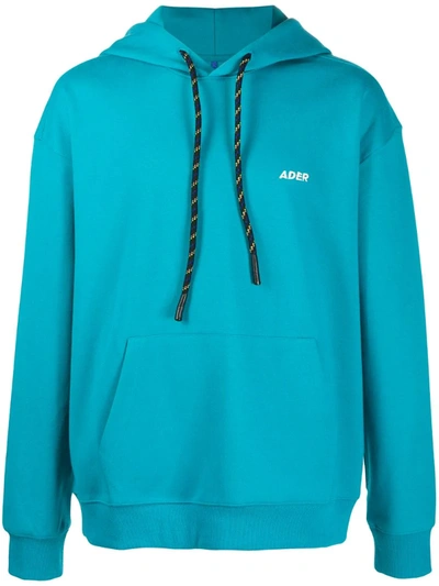 Ader Error Embroidered Logo Hoodie In Blue