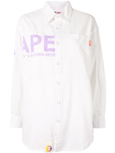 Aape By A Bathing Ape Logo-print Button-up Workshirt In White