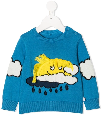 Stella Mccartney Babies' Weather-intarsia Knitted Jumper In Blue