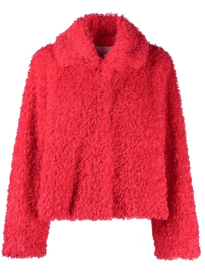 Stand Studio Marcella Faux Shearling Jacket In Red