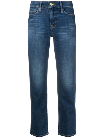 Frame Cropped Slim-fit Jeans In Blue