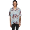 RHUDE BLUE SHARK HAWAIIAN SHORT SLEEVE SHIRT