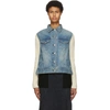 SACAI SACAI BLUE AND OFF-WHITE DENIM AND WOOL JACKET