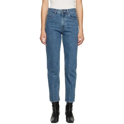 Amomento Blue Regular High Rise Jeans In Deep Blue
