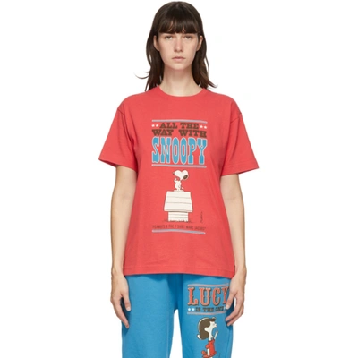 Marc Jacobs All The Way With Snoopy T-shirt In Pink In Red