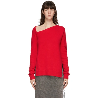 Christopher Kane Asymmetric Wool And Cashmere-blend Sweater In Red