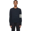 Thom Browne Navy Shetland Jersey Knit 4-bar Sweater