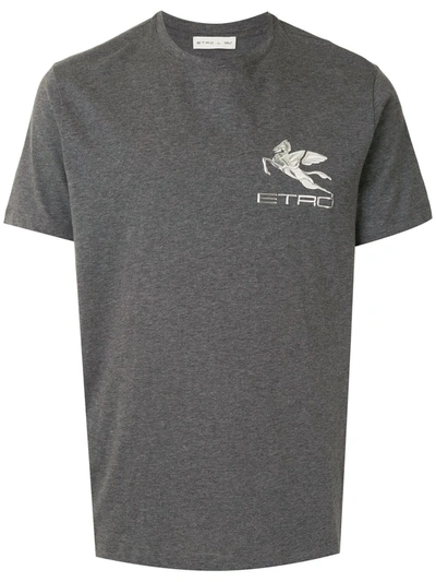 Etro Logo Print T-shirt In Grey