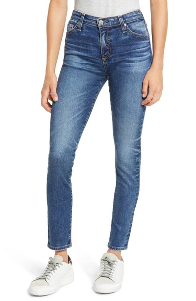Ag The Farrah Skinny Fitted High-rise Jeans In Blue