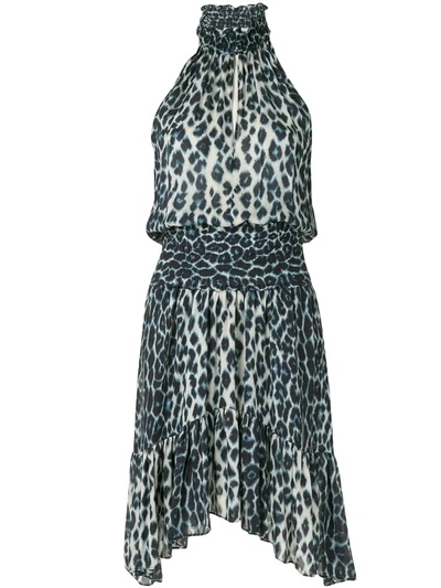 A.l.c Cody Silk Halter Leopard-print Dress In Multi