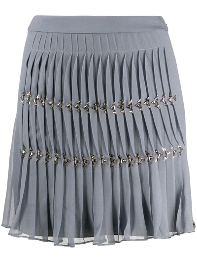 Alberta Ferretti Pleated Chain Link Mini Skirt In Grey