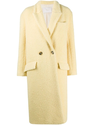 Tela Faux Fur Long-length Coat In Yellow