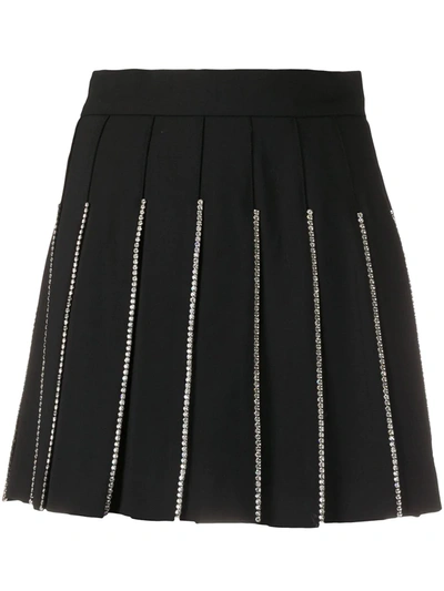 Area Crystal-embellished Pleated Skirt In Black