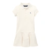 Polo Ralph Lauren Kids' Stretch Mesh Polo Dress In Antique Cream