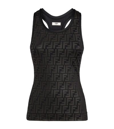 Fendi Ff Logo-print Jersey Tank Top In Black