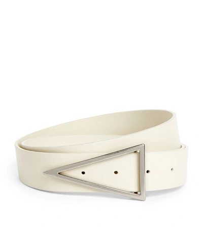 Bottega Veneta Leather Triangle Belt In White