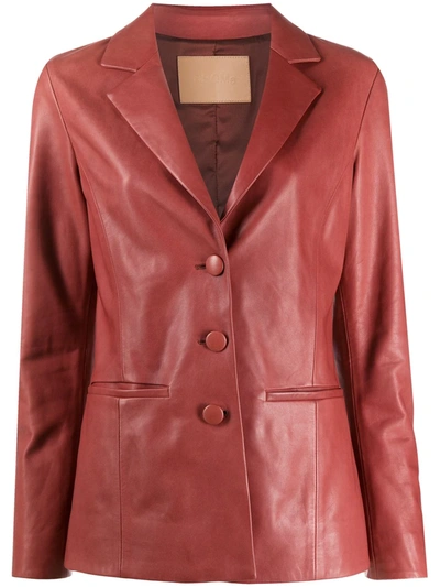 Drome Notched Collar Leather Jacket In Red