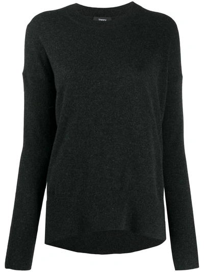 Theory Long-sleeve Marl Jumper In Grey