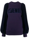 FENDI VELVET PUFF SLEEVE SWEATSHIRT