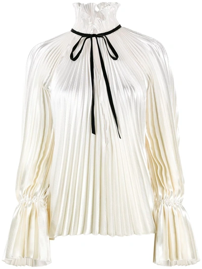 Philosophy Di Lorenzo Serafini Ruffled Neck Pleated Blouse In White