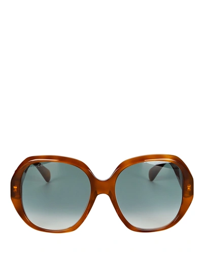 Gucci Oversized Octagonal Sunglasses In Brown