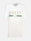 Gucci T-shirt Logo Vintage Bianca In Beige