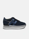 Hogan Midi Leather Platform Sneakers In Blue