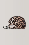 GANNI TECH FABRIC TOILETRY BAG SMALL IN LEOPARD,5710958923928