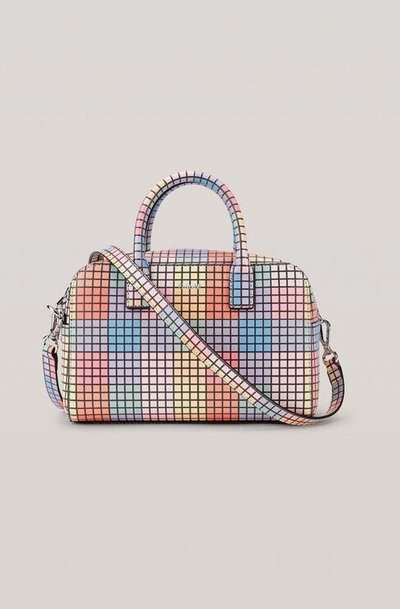 Ganni Leather Top Handle Bag In Multicolour