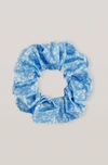 Ganni Silk Stretch Satin Scrunchie In Alaskan Blue