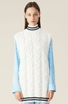 GANNI COTTON CABLE KNIT OVERSIZED VEST,5714667049511