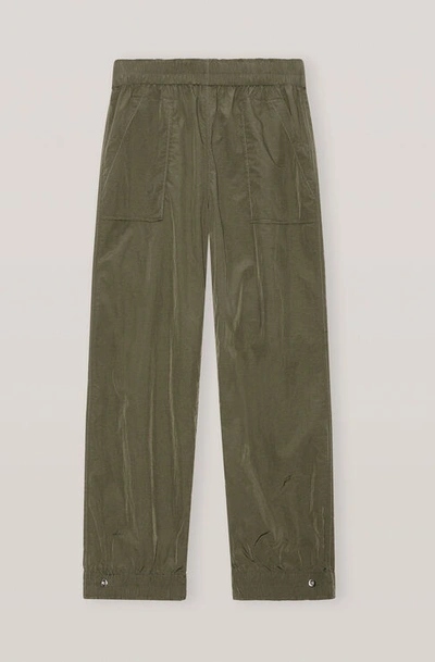 Ganni Crinkled Tech Cuff Trousers In Kalamata
