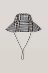 Ganni Seersucker Check Accessories Hat In Black