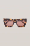 Ganni Biodegradable Oversized Sunglasses Tortoise One Size In Tortoise