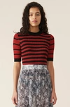 GANNI LUREX STRIPED KNIT STRIPED T-SHIRT,5714667056700