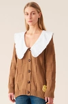 Ganni Cotton Robe Knit Cardigan Tiger's Eye Size L
