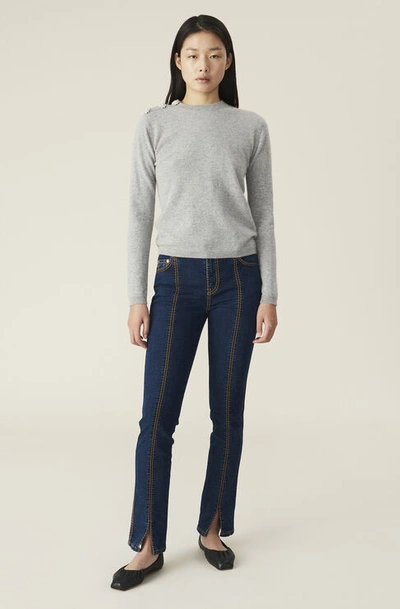 Ganni Light Stretch Denim Slim Pants In Dark Indigo