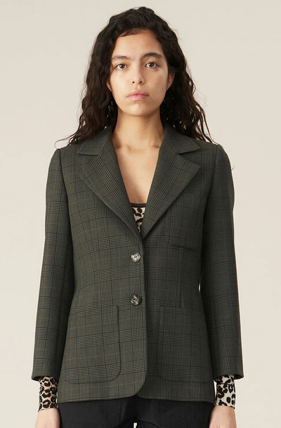 Ganni Two-button Suiting Jacket In Kalamata