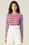 GANNI STRIPED COTTON JERSEY PULLOVER,5714667047289