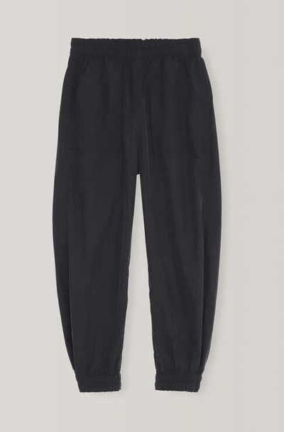 Ganni Crinkled Tech Pants In Black