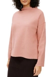 Eileen Fisher Wool Turtleneck Raglan-sleeve Top In Blush