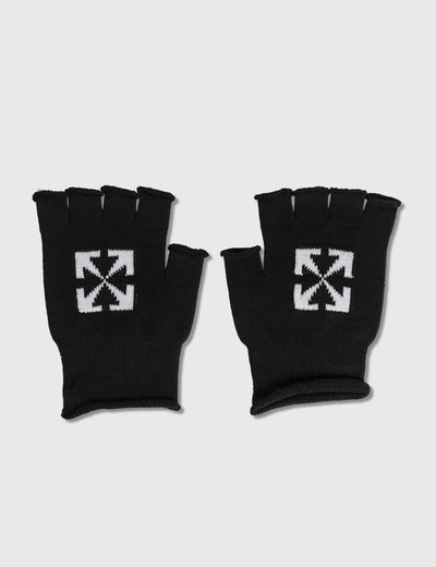 Off-white Black Arrows Fingerless Gloves In 1001 Blkwhi