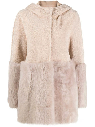 Drome Two-tone Shearling Coat In Neutrals