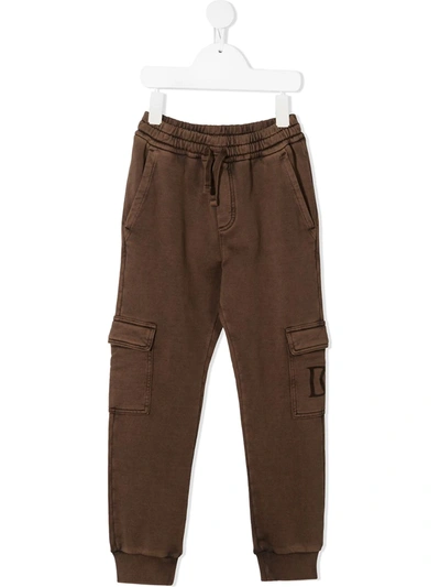 Dolce & Gabbana Kids' Cotton Cargo Sweatpants In Brown